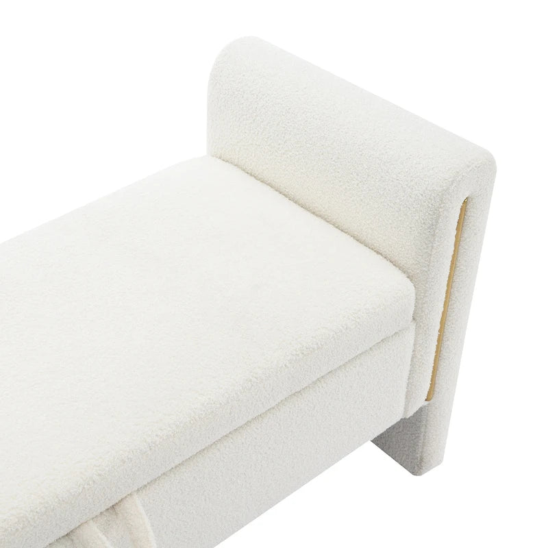 Banc de rangement de bout de lit avec accoudoirs en tissu Teddy moderne