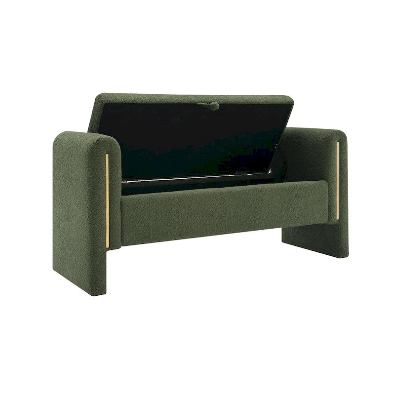 Banc de rangement de bout de lit avec accoudoirs en tissu Teddy moderne