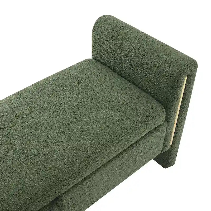 Banc de rangement de bout de lit avec accoudoirs en tissu Teddy moderne