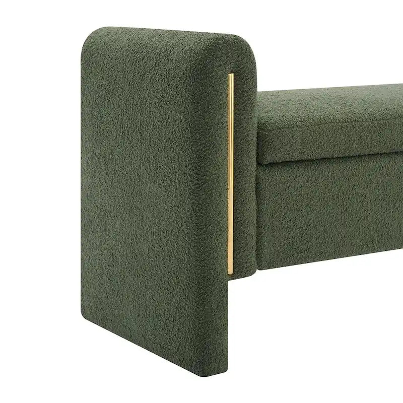 Banc de rangement de bout de lit avec accoudoirs en tissu Teddy moderne