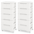 Lot de 2 chariots de rangement à roulettes en plastique à 6 tiroirs avec roues verrouillables