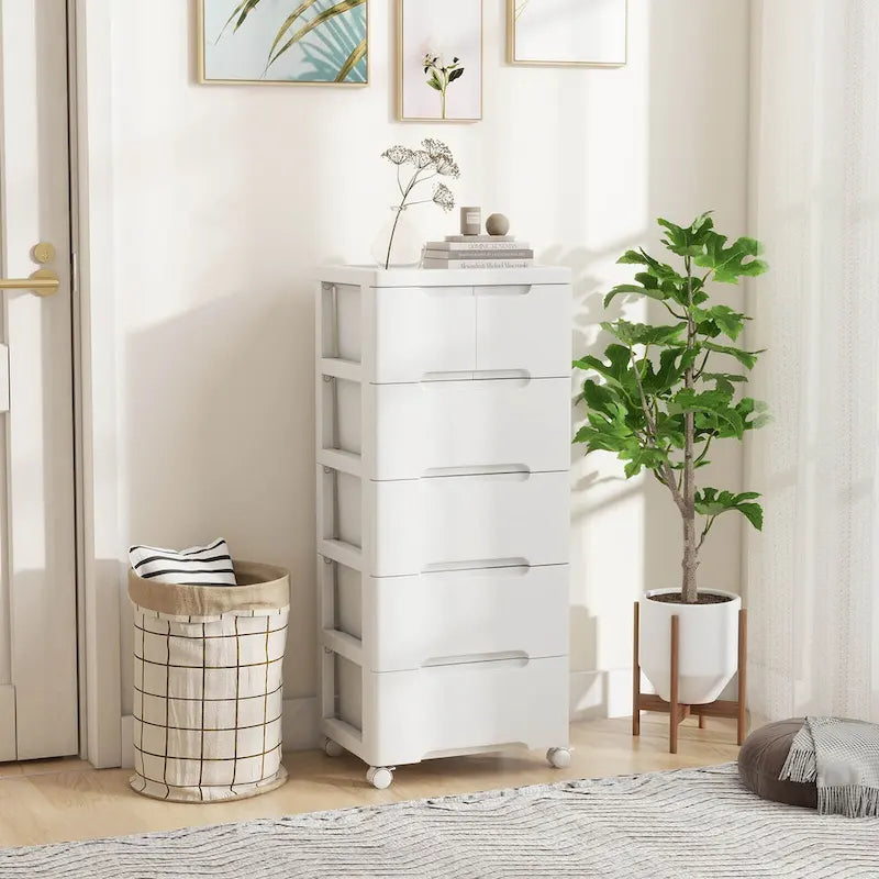 Lot de 2 chariots de rangement à roulettes en plastique à 6 tiroirs avec roues verrouillables