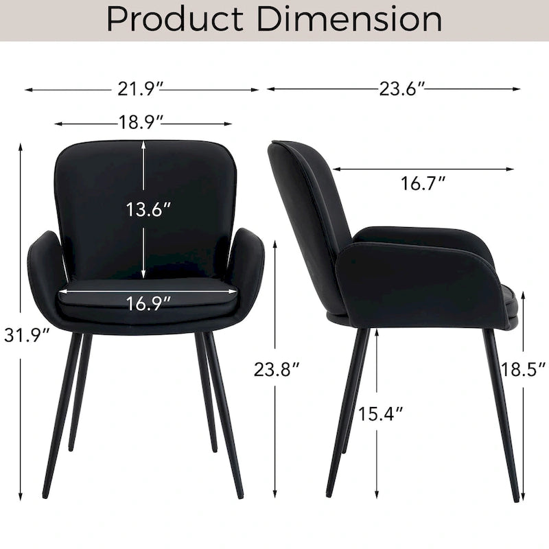 Lot de 2 chaises de salle à manger résistantes aux griffures de chat avec pieds en métal doré