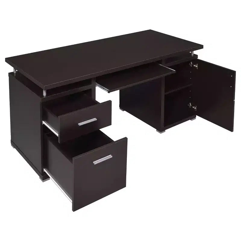 TUYOHW 55 Wooden Writing Desk,Office Computer Desk with 2 Drawers,1 Cabinet,1 Open Shelf,1 Door,Work Desk for Home Office,Study,Small Spaces