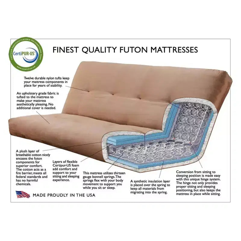 Full Geneva Coil Spring Mattress Futon - Dual Comfort