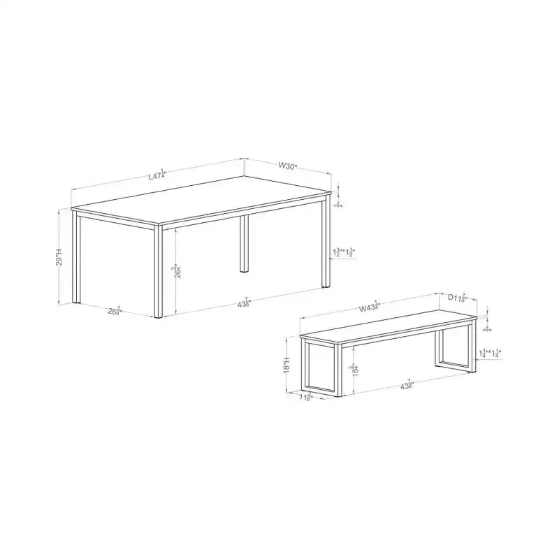 3pc Killucan Dining Table Set with 2 Benches - miBasics