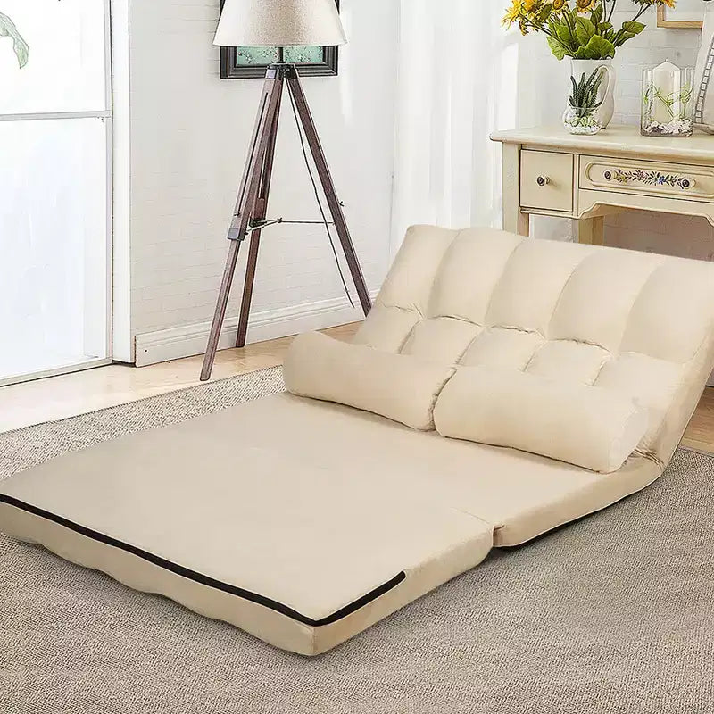 Costway Foldable Floor Sofa Bed 6-Position Adjustable Lounge Couch with 2 Pillows Blue\Beige\Grey\Black