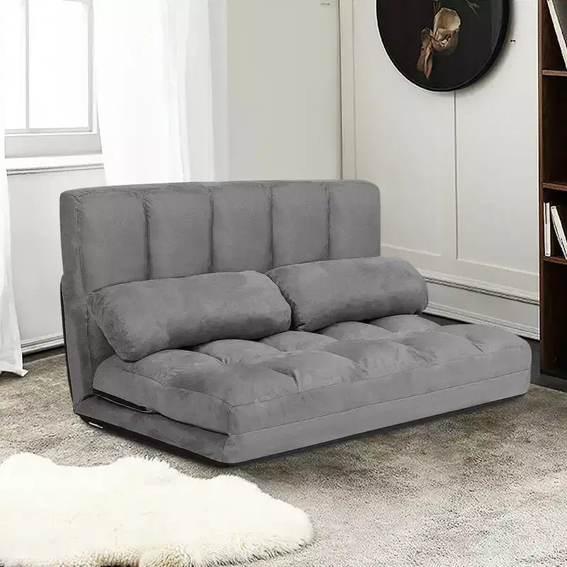 Costway Foldable Floor Sofa Bed 6-Position Adjustable Lounge Couch with 2 Pillows Blue\Beige\Grey\Black