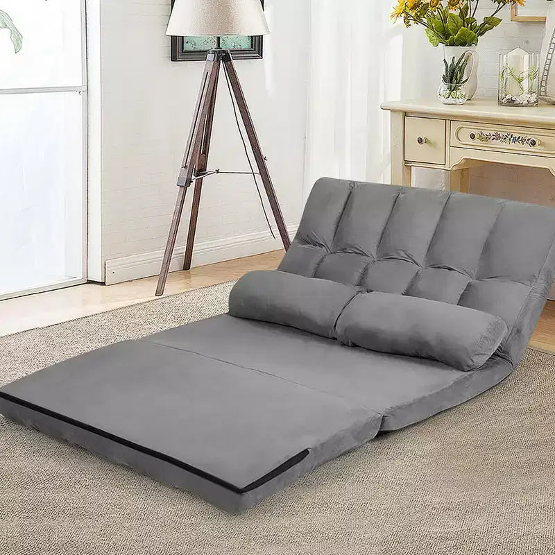 Costway Foldable Floor Sofa Bed 6-Position Adjustable Lounge Couch with 2 Pillows Blue\Beige\Grey\Black