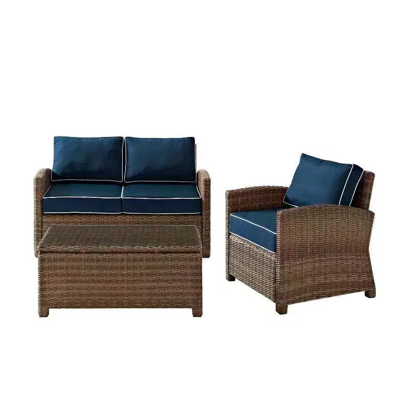 Bradenton 3pc Outdoor Conversation Set with Loveseat & Armchair with Coffee Table - Crosley