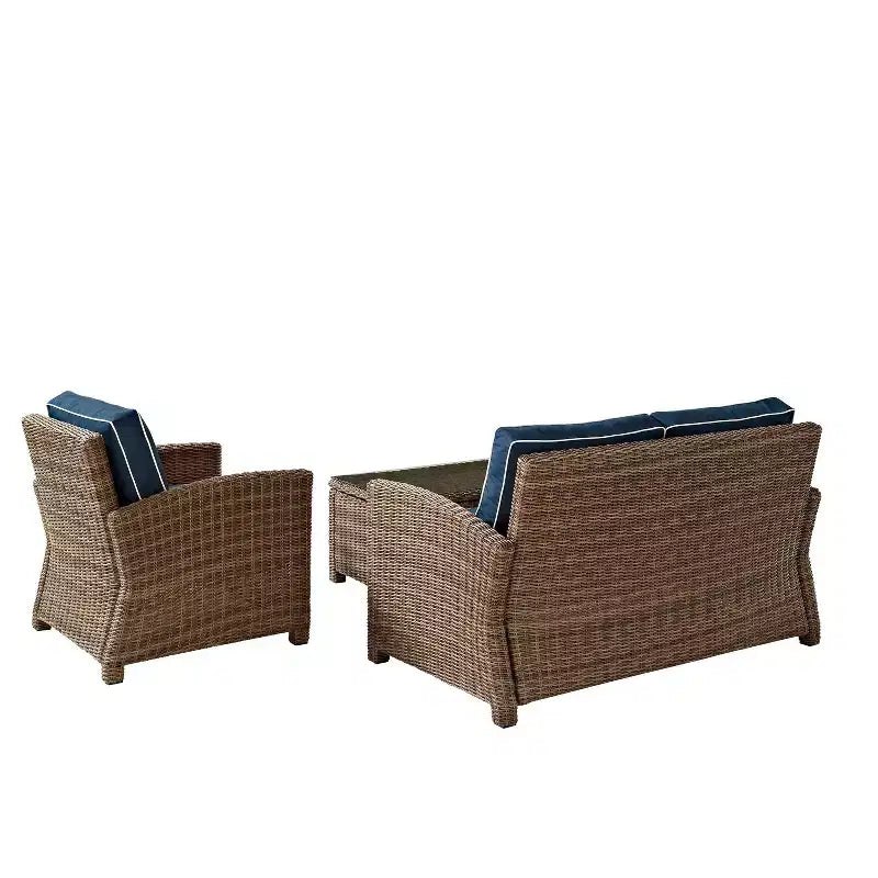 Bradenton 3pc Outdoor Conversation Set with Loveseat & Armchair with Coffee Table - Crosley
