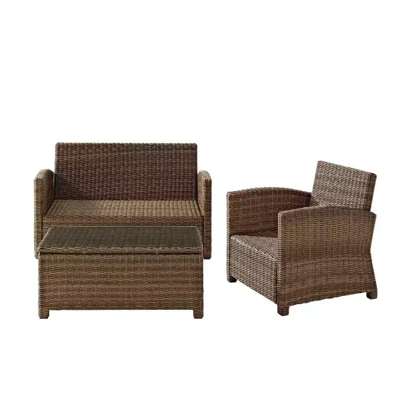 Bradenton 3pc Outdoor Conversation Set with Loveseat & Armchair with Coffee Table - Crosley
