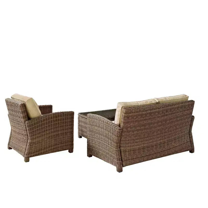 Bradenton 3pc Outdoor Conversation Set with Loveseat & Armchair with Coffee Table - Crosley