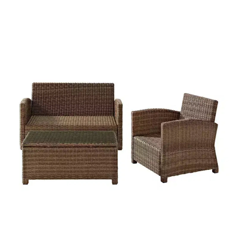 Bradenton 3pc Outdoor Conversation Set with Loveseat & Armchair with Coffee Table - Crosley