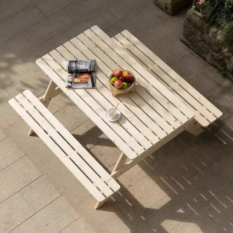 Gardenised Outdoor Wooden Patio Deck Garden 6-Person Picnic Table, for Backyard, Garden