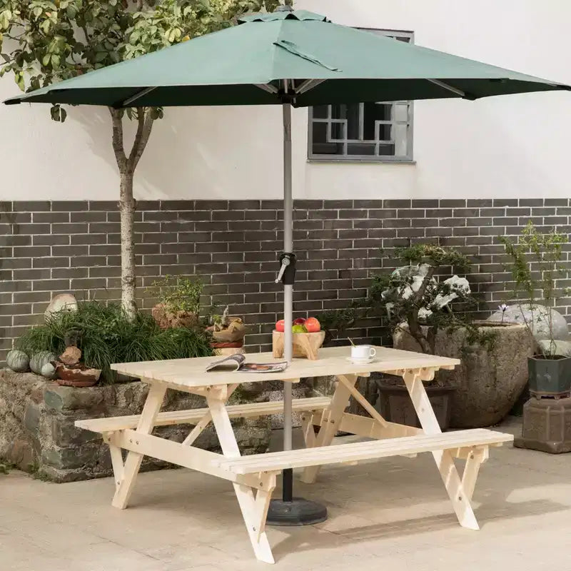 Gardenised Outdoor Wooden Patio Deck Garden 6-Person Picnic Table, for Backyard, Garden