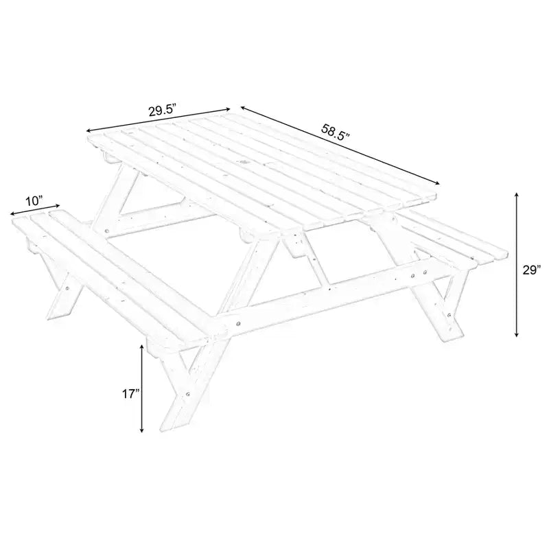 Gardenised Outdoor Wooden Patio Deck Garden 6-Person Picnic Table, for Backyard, Garden
