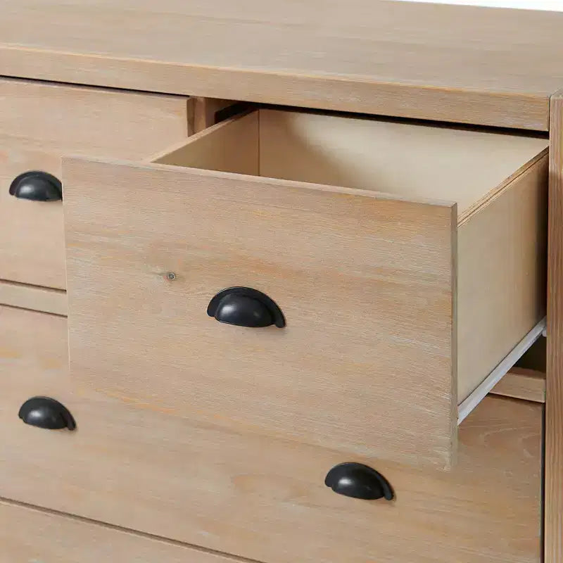 5pc Arden Wood Bedroom Set with Two 2 Drawer Nightstands Light Driftwood - Alaterre Furniture