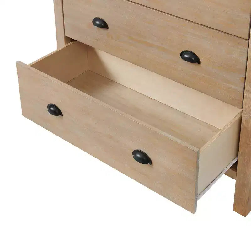 5pc Arden Wood Bedroom Set with Two 2 Drawer Nightstands Light Driftwood - Alaterre Furniture