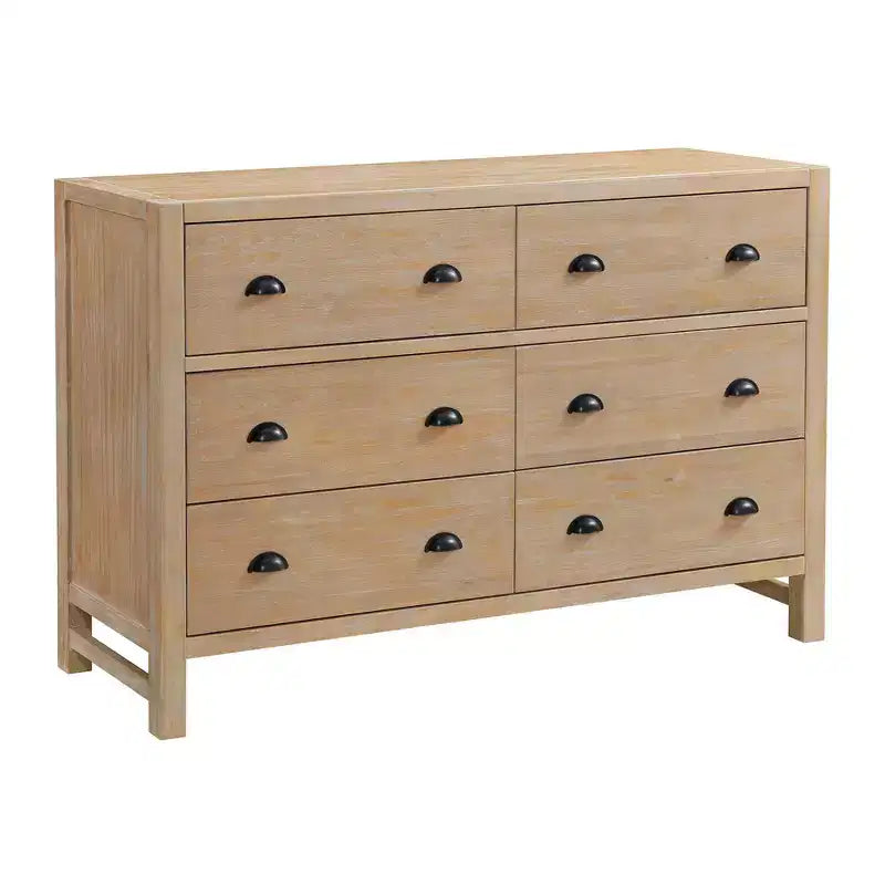 5pc Arden Wood Bedroom Set with Two 2 Drawer Nightstands Light Driftwood - Alaterre Furniture