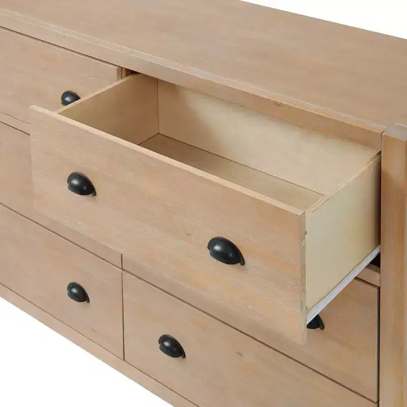 5pc Arden Wood Bedroom Set with Two 2 Drawer Nightstands Light Driftwood - Alaterre Furniture