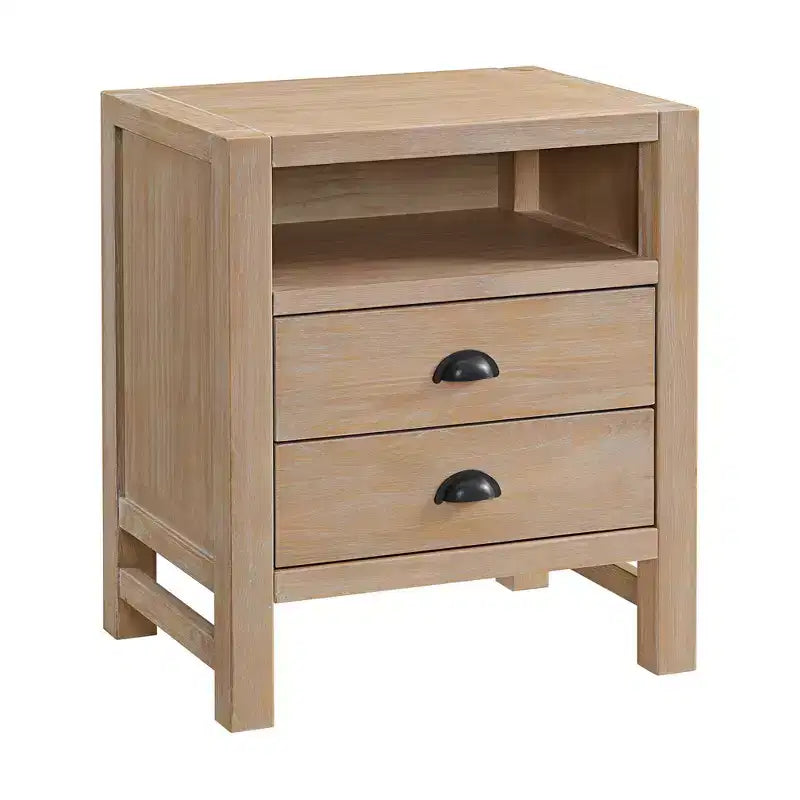 5pc Arden Wood Bedroom Set with Two 2 Drawer Nightstands Light Driftwood - Alaterre Furniture