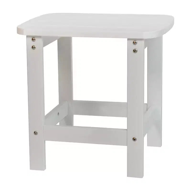 Emma and Oliver Set of 2 Indoor/Outdoor Poly Resin Rocking Chairs with Side Table