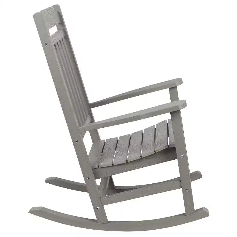 Emma and Oliver Set of 2 Indoor/Outdoor Poly Resin Rocking Chairs with Side Table