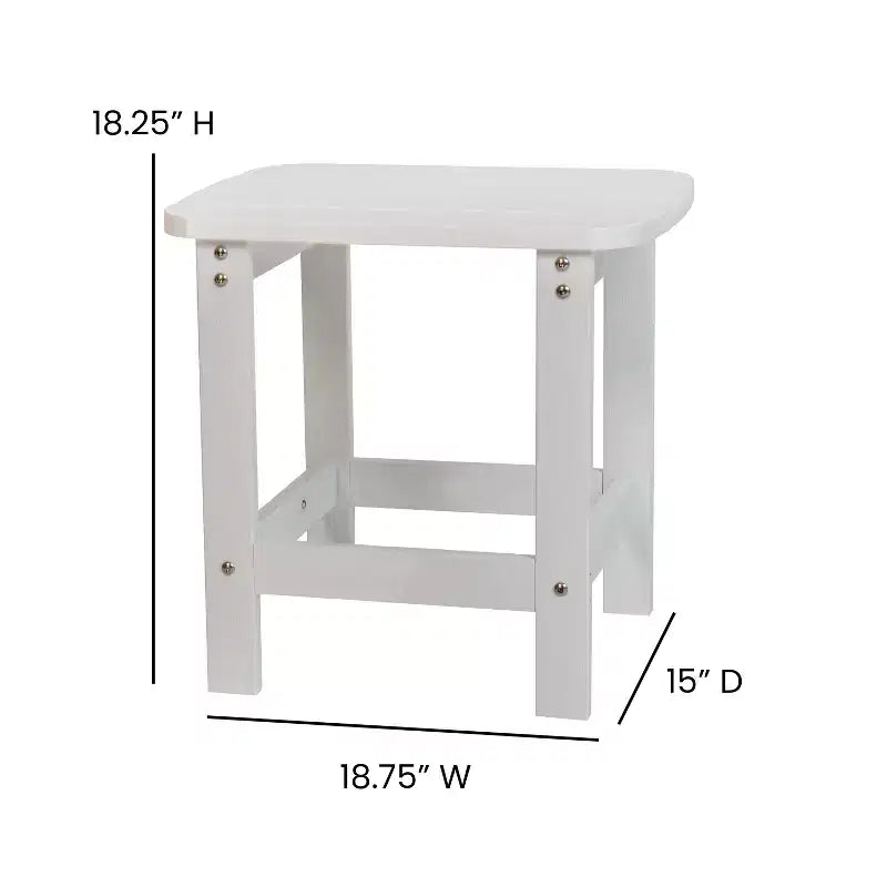 Emma and Oliver Set of 2 Indoor/Outdoor Poly Resin Rocking Chairs with Side Table