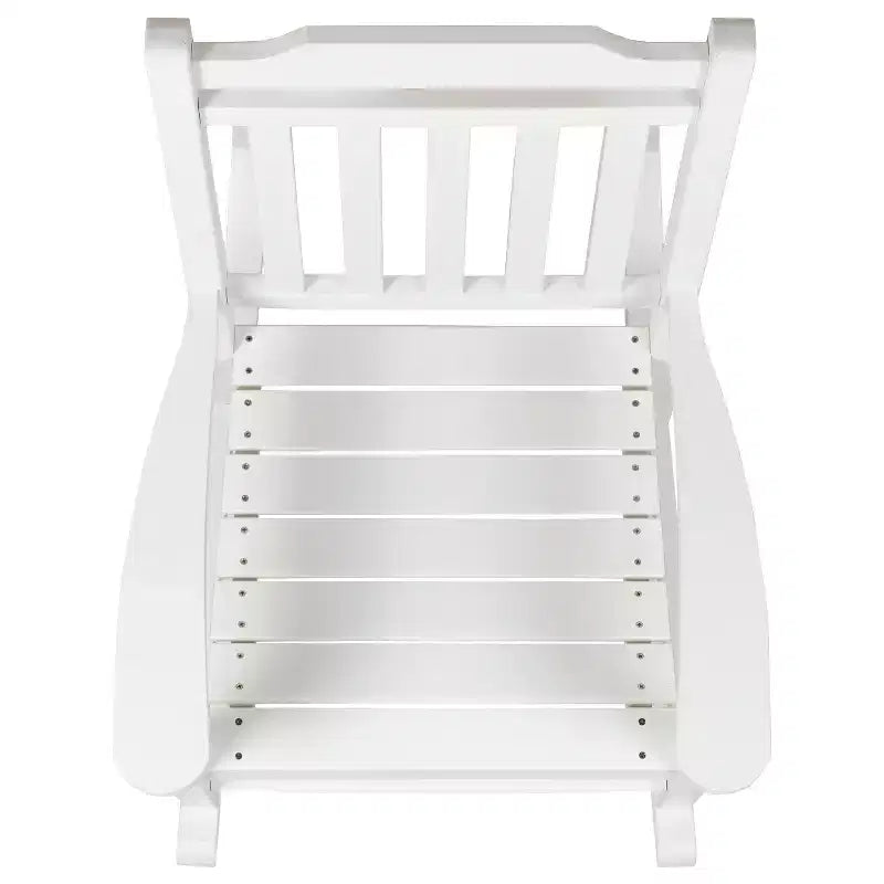 Emma and Oliver Set of 2 Indoor/Outdoor Poly Resin Rocking Chairs with Side Table