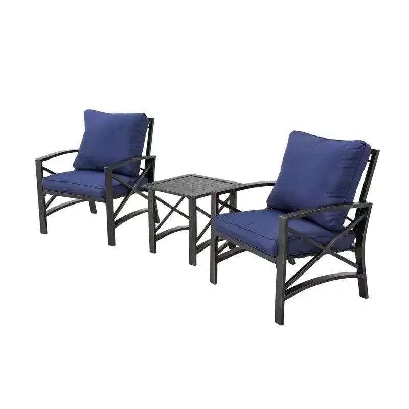 3pc Outdoor Metal Conversation Set with Cushions - Patio Festival