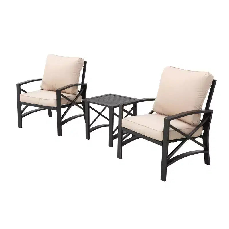 3pc Outdoor Metal Conversation Set with Cushions - Patio Festival