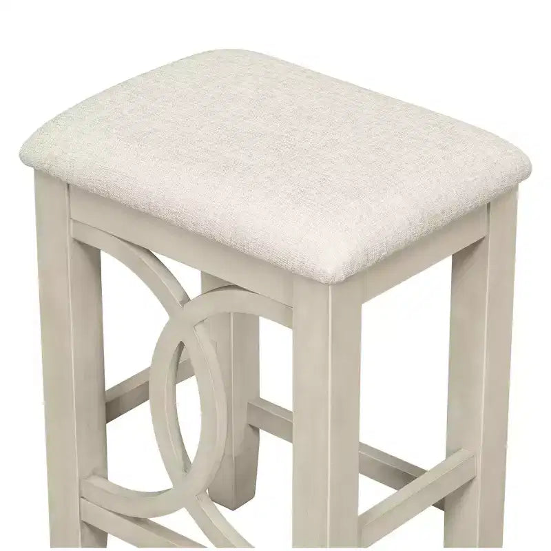 Farmhouse 3-Piece Counter Height Dining Table Set with USB Port and Upholstered Stools-ModernLuxe