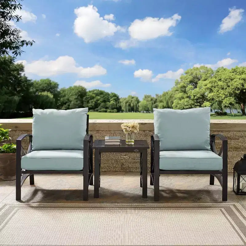 Crosley 3pc Kaplan Outdoor Seating Set with 2 Chairs & Side Table