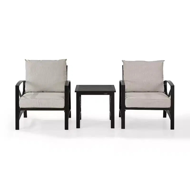 Crosley 3pc Kaplan Outdoor Seating Set with 2 Chairs & Side Table