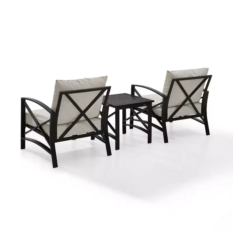 Crosley 3pc Kaplan Outdoor Seating Set with 2 Chairs & Side Table