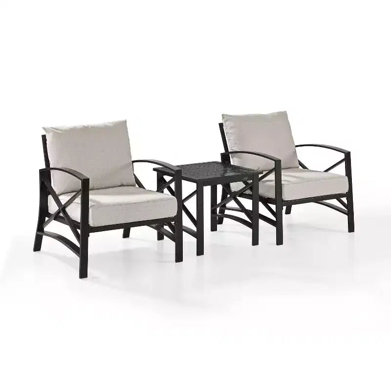 Ensemble de sièges d'extérieur 3 pièces Crosley Kaplan avec 2 chaises et une table d'appoint