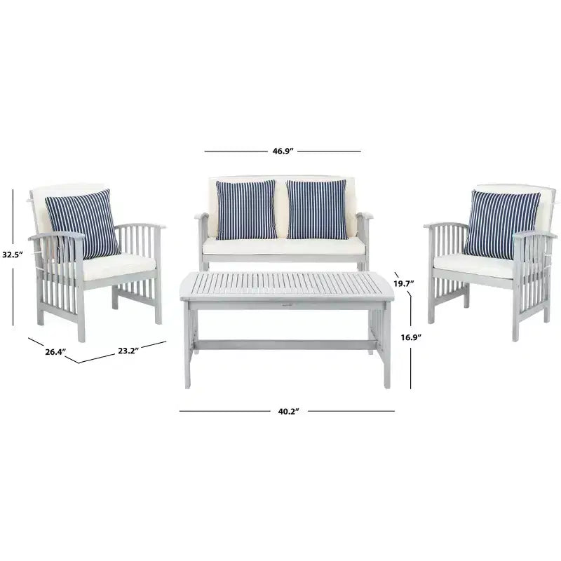 Rocklin 4 Piece Patio Set - Indoor/Outdoor - PAT7007 - Safavieh