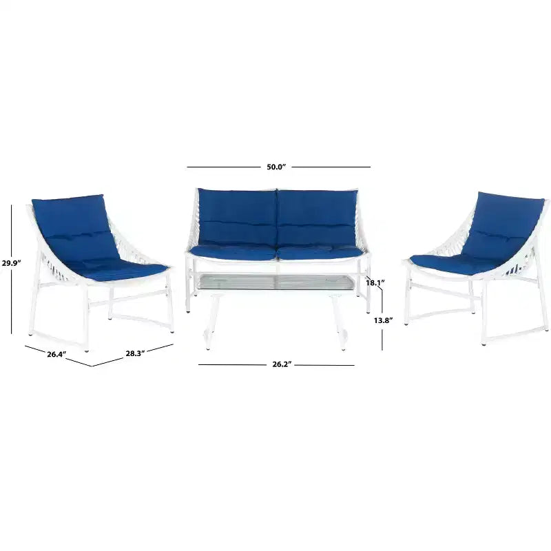 Berkane 4 Piece Patio Set - Indoor/Outdoor - PAT2009 - Safavieh