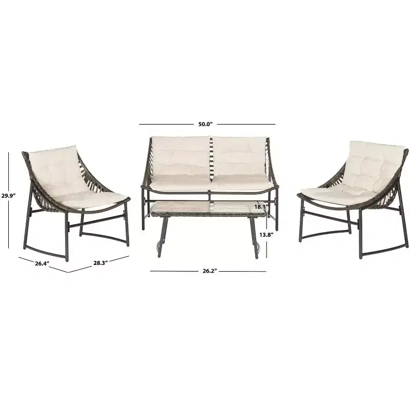 Berkane 4 Piece Patio Set - Indoor/Outdoor - PAT2009 - Safavieh