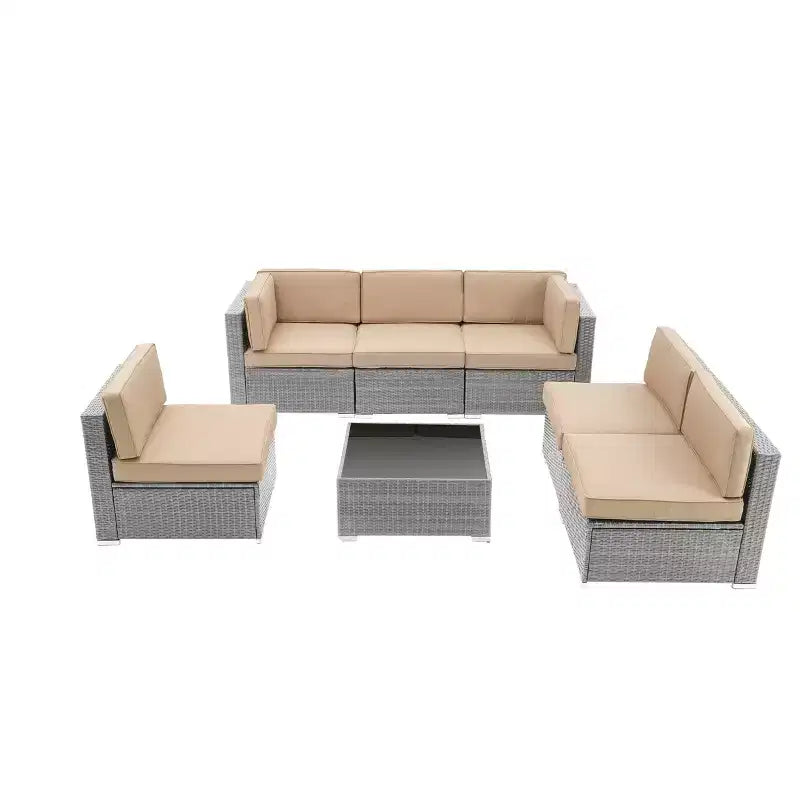 GODEER 7pc Wicker Outdoor Conversation Set