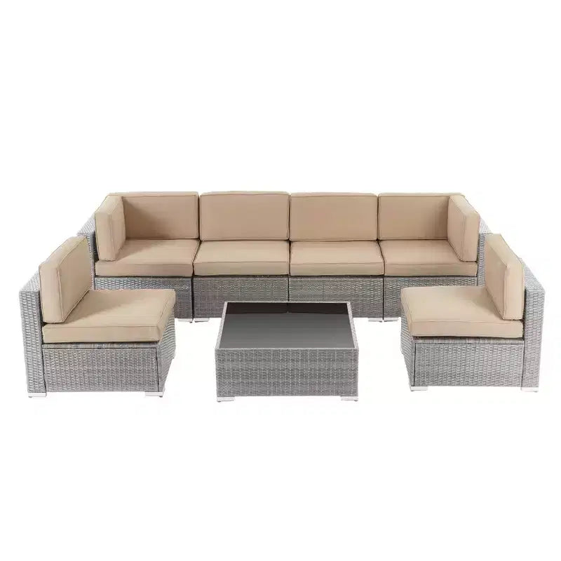GODEER 7pc Wicker Outdoor Conversation Set