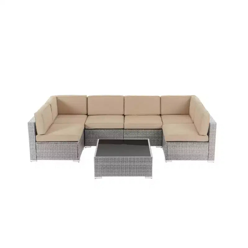 GODEER 7pc Wicker Outdoor Conversation Set