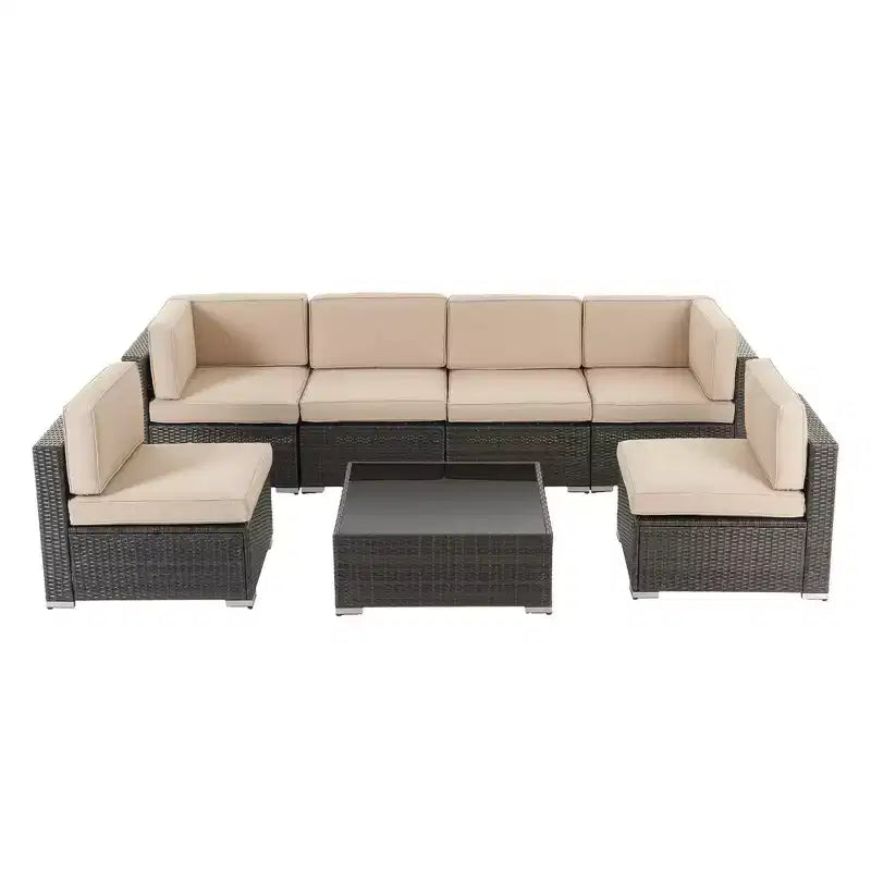 GODEER 7pc Wicker Outdoor Conversation Set
