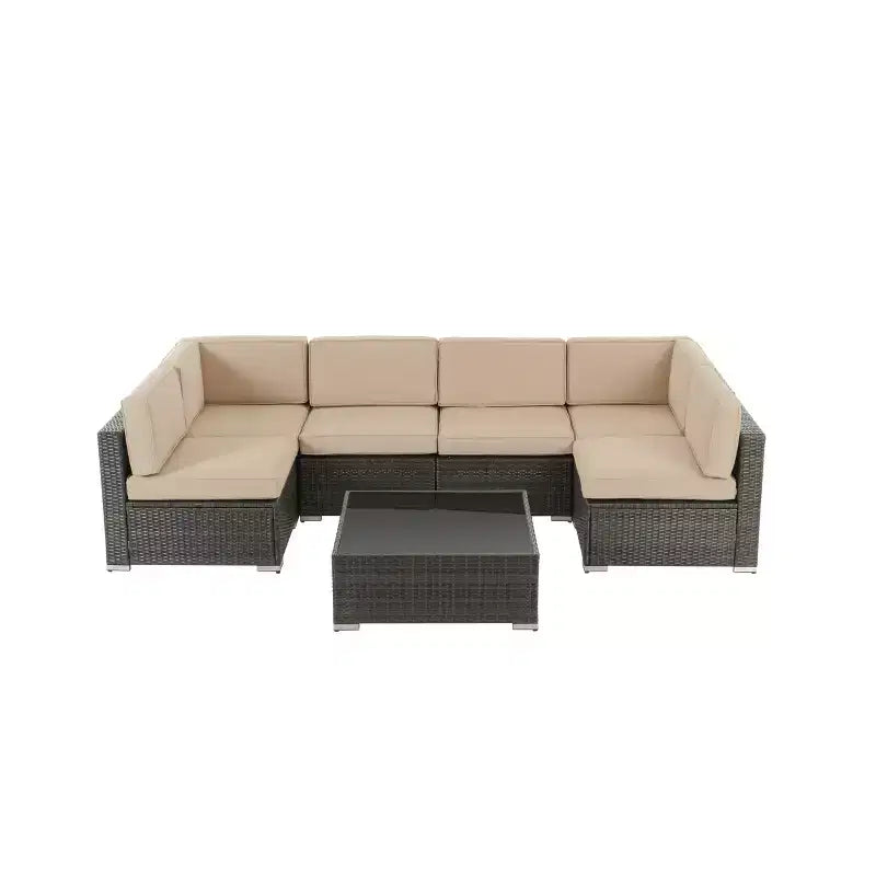 GODEER 7pc Wicker Outdoor Conversation Set