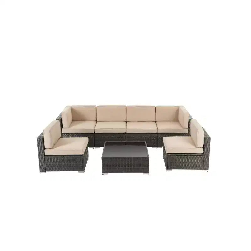 GODEER 7pc Wicker Outdoor Conversation Set