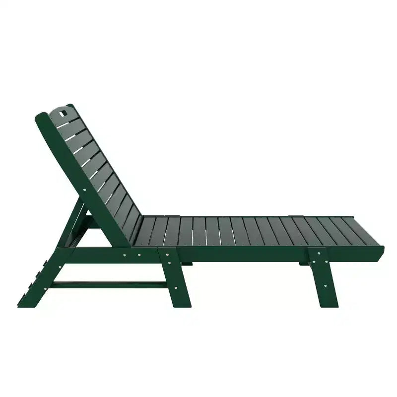 WestinTrends 2 Pieces Poly Outdoor Patio Chaise Lounge Chair with Side Table Set
