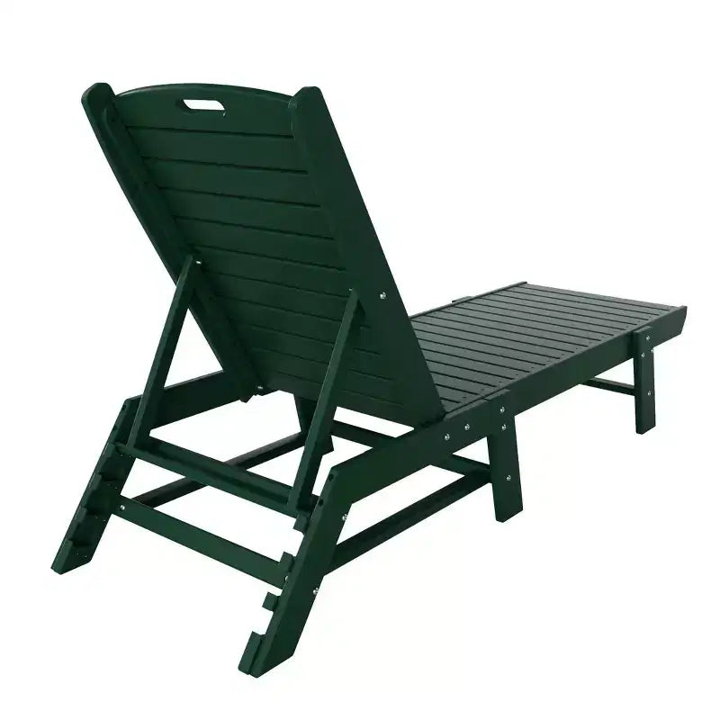 WestinTrends 2 Pieces Poly Outdoor Patio Chaise Lounge Chair with Side Table Set