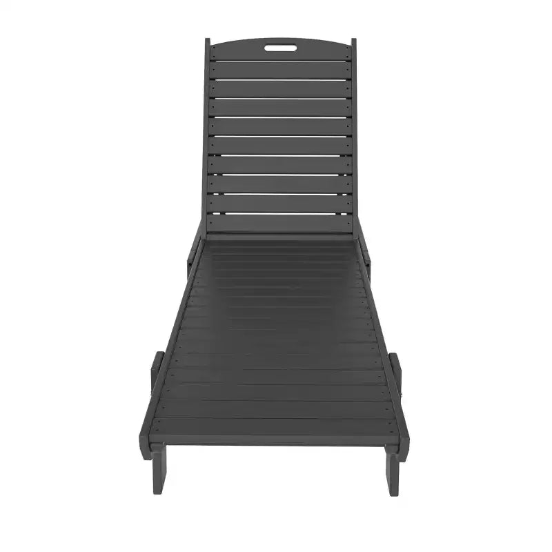 WestinTrends 2 Pieces Poly Outdoor Patio Chaise Lounge Chair with Side Table Set