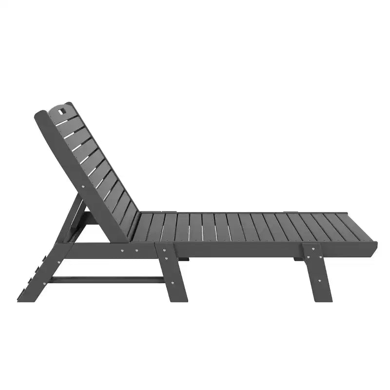 WestinTrends 2 Pieces Poly Outdoor Patio Chaise Lounge Chair with Side Table Set